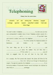 English Worksheet: Telephoning