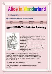 Reading time!!! Alice in Wonderland (Chapter X) - Cloze activity. (9 pages - KEY included)