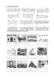 English worksheet: months and celebration dates