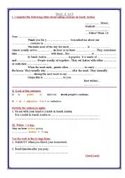 English worksheet: writing a letter & some other rules