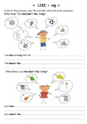 English Worksheet: LIKE + ing