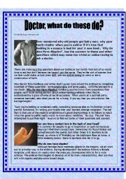 English Worksheet: Why do men have nipples? Reading activity about our bodies, 7 pages 