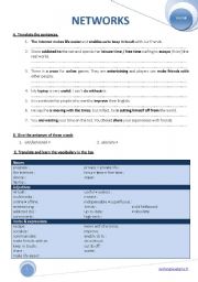 English Worksheet: NETWORKS - The internet