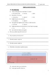 English Worksheet: School enrollment