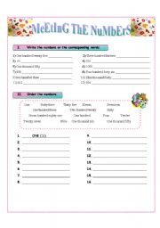 English Worksheet: meeting the numbers