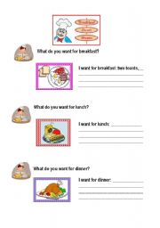 English worksheet: second sheets about the food