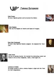 English Worksheet: Famous Europeans