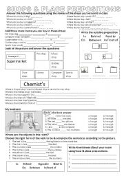 shops and place prepositions