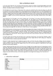English Worksheet: reading comprehension _ the canterville ghost