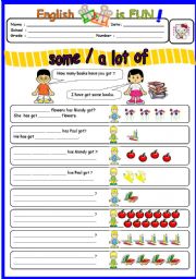 English Worksheet: SOME / A LOT OF