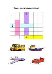 English worksheet: Transportation croosword game