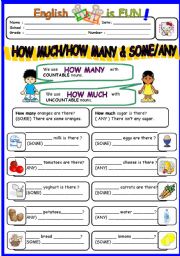 English Unite - Much or Many Worksheet