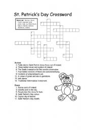 English worksheet: Saint Patrcks Day Crossword