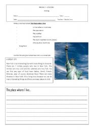 English Worksheet: Writing - The place where I live...