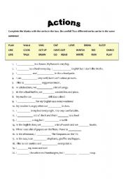 English Worksheet: Complete with the action!
