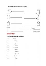 English Worksheet: CONTAINERS