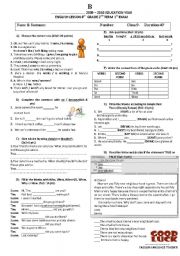 English Worksheet: exam for 9th grade B