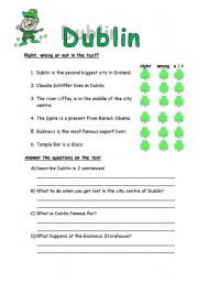 English Worksheet: questions on Dublin