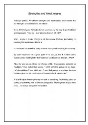 English worksheet: Reading and Discussion: Strengths and Weaknesses