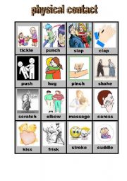 English Worksheet: PHYSICAL CONTACT PICTIONARY 