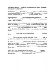 English Worksheet: PRESENT AND PAST TENSES