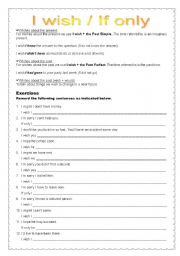 English Worksheet: I wish / If only