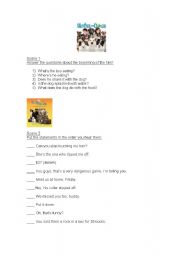 English worksheet: Film: Hotel for Dogs (Scene 1 and 2)