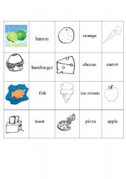 English Worksheet: FOOD- MEMORY GAME