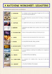 Disasters (a matching worksheet)