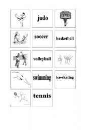 English Worksheet: SPORTS-MEMORY GAME