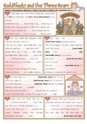 English Worksheet: Fairy Tales/ Stories (10): Goldilocks and the Three Bears - Possessives