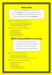 English worksheet: BREAK DOWN - Business English