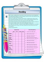 English Worksheet: My hobby