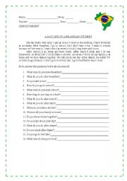 English Worksheet: A day life of a Brazilian Student