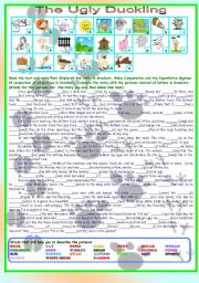 English Worksheet: The Ugly Duckling (Past Simple & Adjectives )