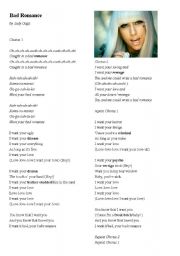 English Worksheet: Lady Gaga, Bad Romance Song Lyrics, Listening Activity and Vocab Exercises