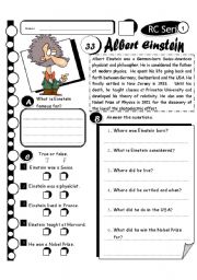 English Worksheet: RC Series Level 1_33 Albert Einstein (Fully Editable + Answer Key)