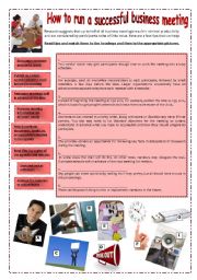 English Worksheet: How to run a successful business meeting (2 pages with answers)