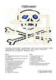 English Worksheet: Halloween crossword