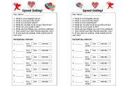 English Worksheet: Speed Dating Questionare 