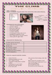 English Worksheet: THE CLIMB BY MILEY CYRUS