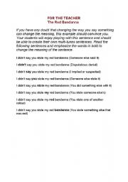 English Worksheet: The Red Bandanna
