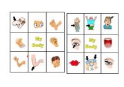 English Worksheet: LETS PLAY BINGO BODY  PARTS