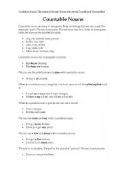 English Worksheet: Countable & Uncountable