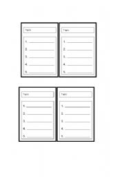 English worksheet: Topic Cards