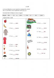 English worksheet: a / an