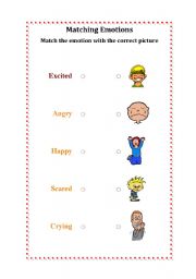 English worksheet: Matching Emotions