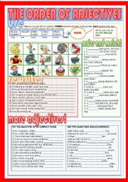 English Worksheet: The order of adjectives