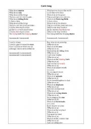 English Worksheet: earth song