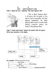 English Worksheet: like/dislike